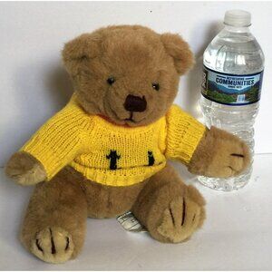 Vintage 1980s Robert Chenaux TJ Teddy Bear Yellow Sweater Plush Stuffed Animal